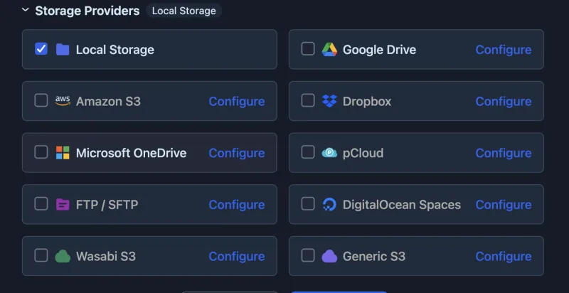 Cloud storage targets for backups