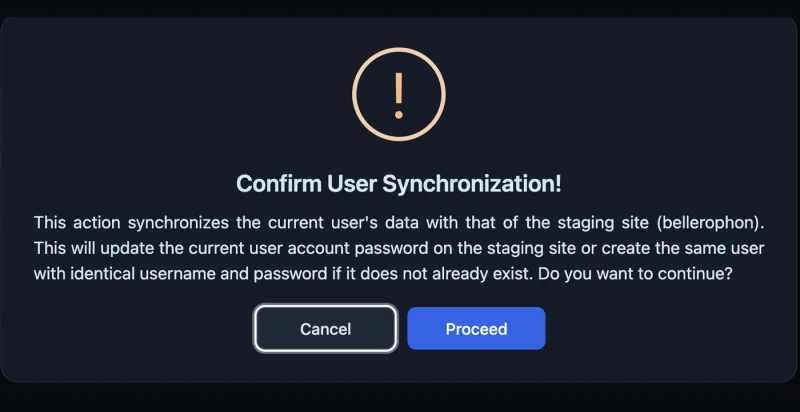 Confirming a user account sync