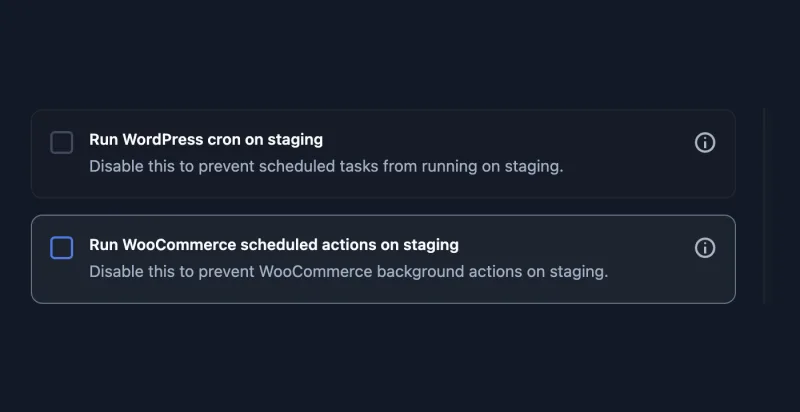 Setting that disables background jobs on a staging site