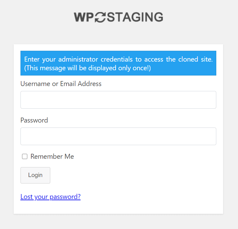 WordPress login form