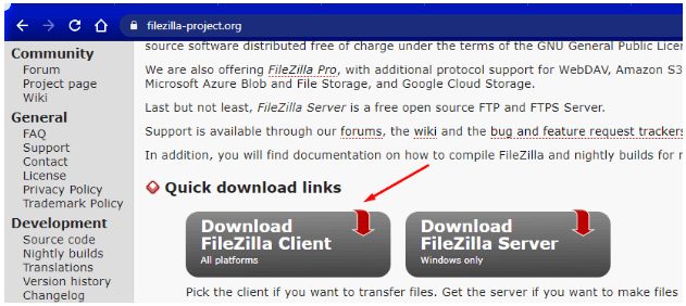 Donwload FileZilla as FTP client for downloading the backup file