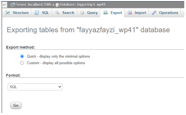 Export WordPress database as zip file with phpmyadmin