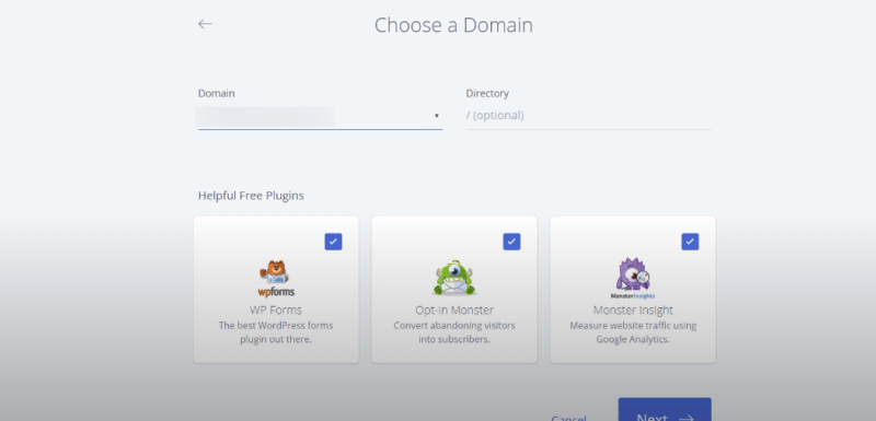 Picture: bluehost choose a domain name