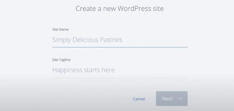 Picture: bluehost create a new wordpress website