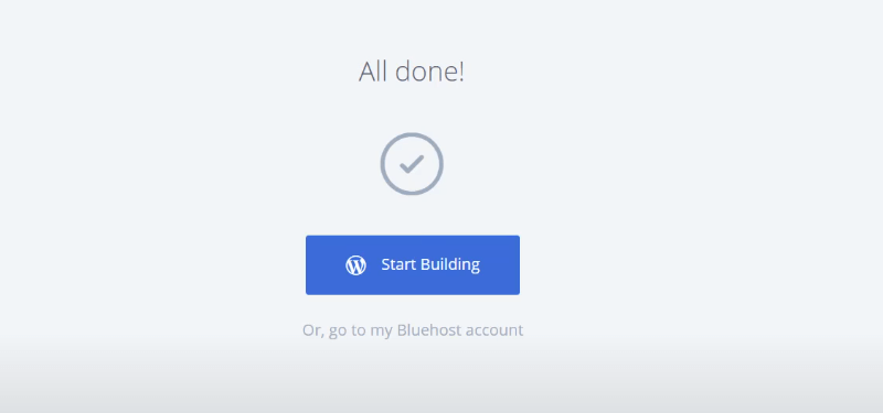 Picture: Bluehost wordpress all finished