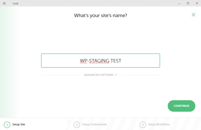 Picture: Setup your local WordPress site name