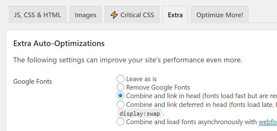Improve page speed by optimizing Google fonts 