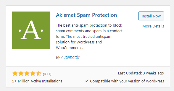 Image: The WordPress Plugin Akismet