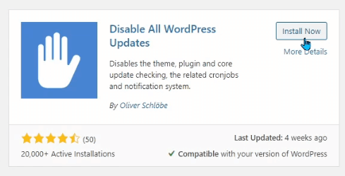 The Plugin "Disable All WordPress Updates"