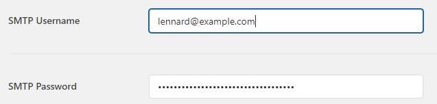 SMTP username and SMTP password