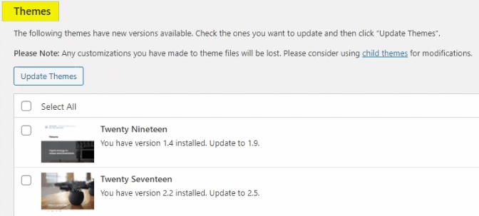 WordPress Themes Updates