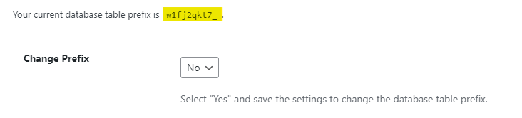 New database table prefix