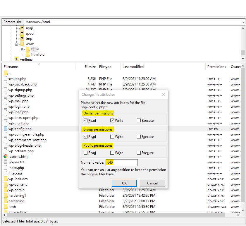 A three-digit number regulates the file permissions