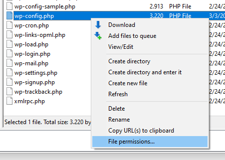 Filezilla: File Permissions