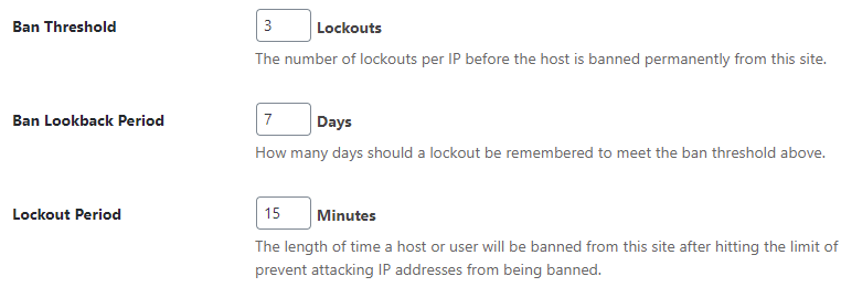 iThemes Security: Lockout Settings