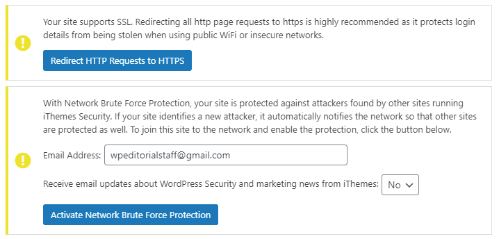 iThemes Security: SSL, Network Bruteforce Protction