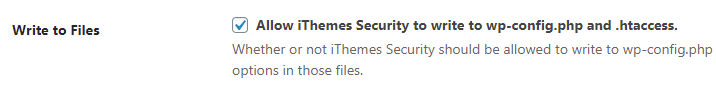 iThemes Security: Write to Files