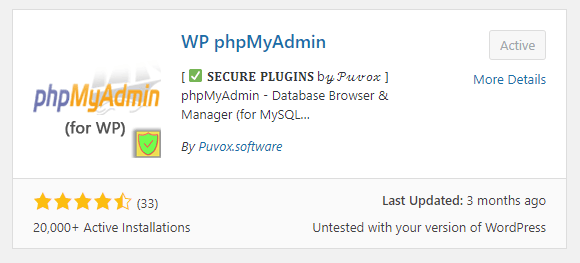 "phpMyAdmin" Plugin