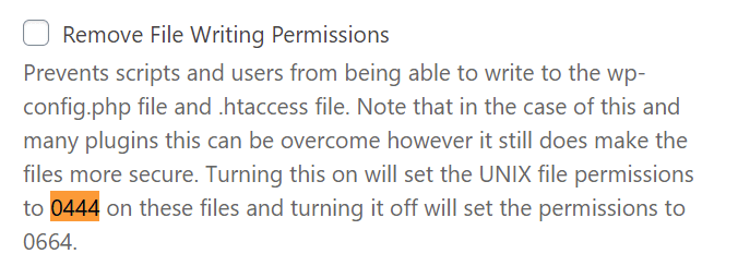 iThemes Security: Remove File Writing Permissions