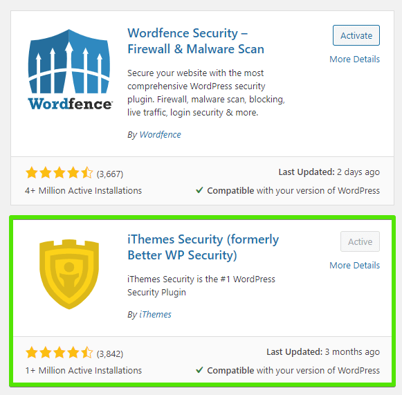 Wordfence and iThemes Security