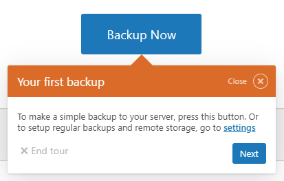 Updraft "Backup Now"