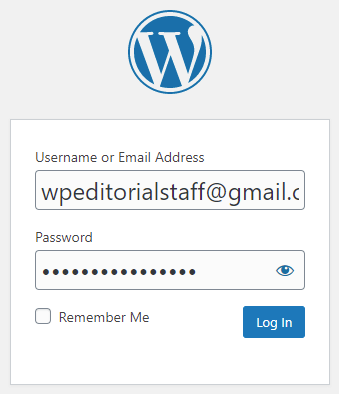 WordPress Login (Username and Password)