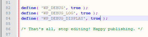 Edit WP_DEBUG_DISPLAY