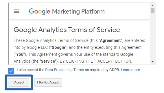 Google Analytics Terms of Service