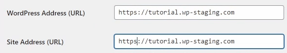 WordPress and site URL address fields