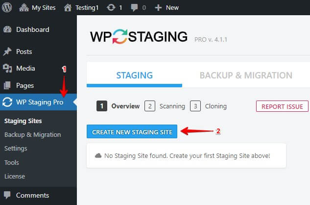 create staging site