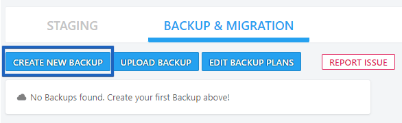 Migrate Your WordPress Site to another domain by using WP STAGING Backup | Create New Backup Button