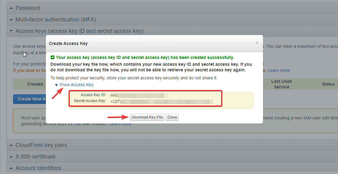 How to Backup site to Amazon S3 Bucket. Create Amazon S3 API