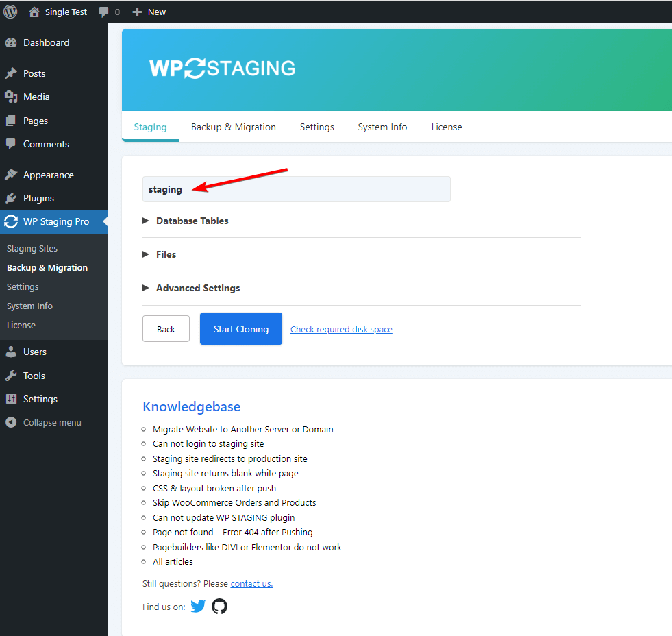 WordPress staging site without write permission