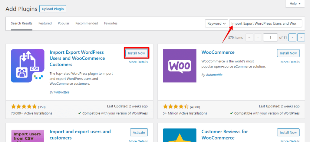 Install and activate the Import Export WordPress Users and WooCommerce Customers