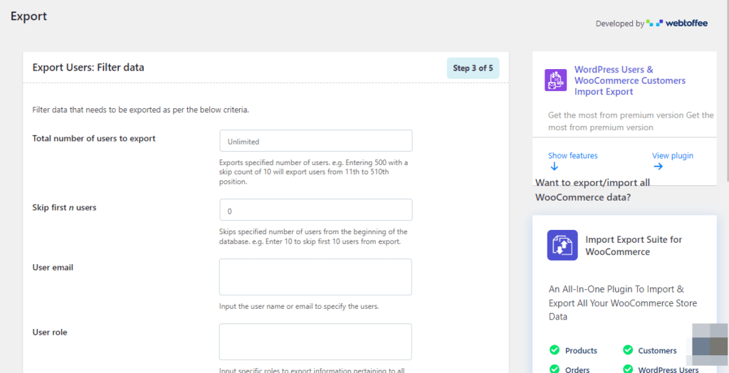 Export Users Filter Data