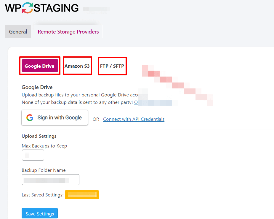 WP-Staging Remote Storage Options
