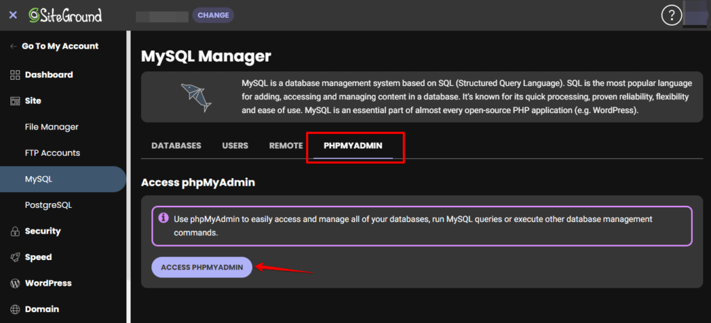 Click phpMyAdmin Tab, Disable WordPress Plugin from Database