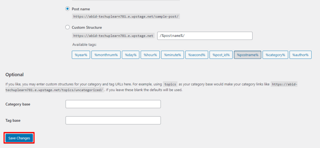 Poistname permalink settings