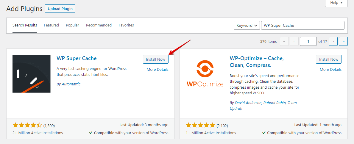 Install WP Super Cache