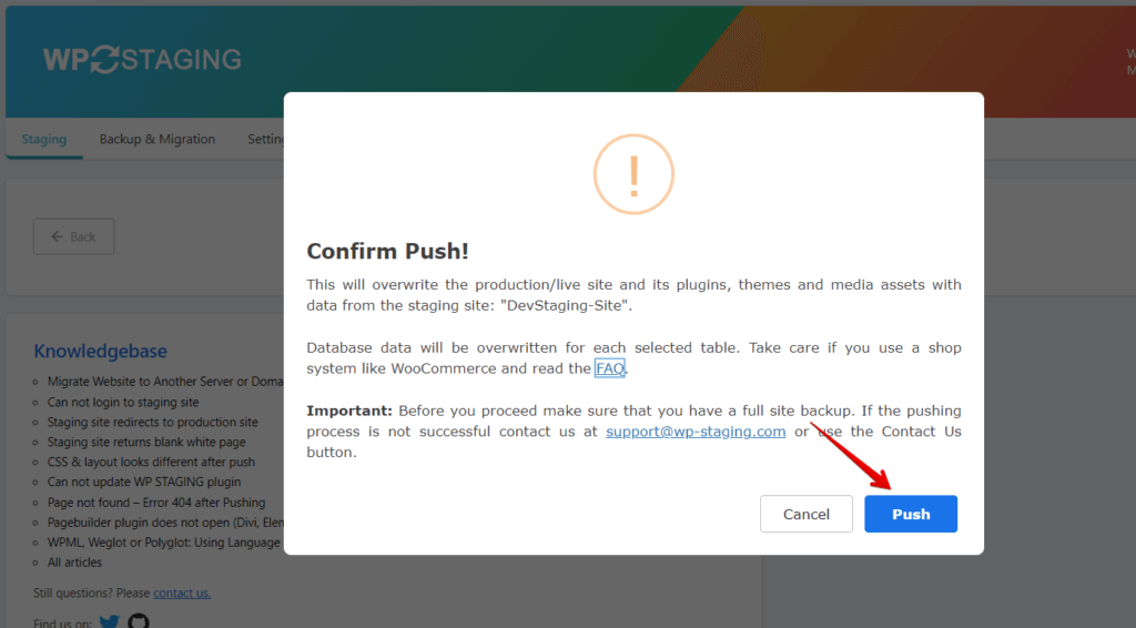 staging site push