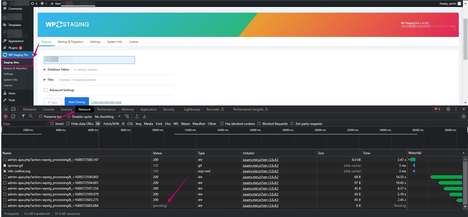 console wp-staging