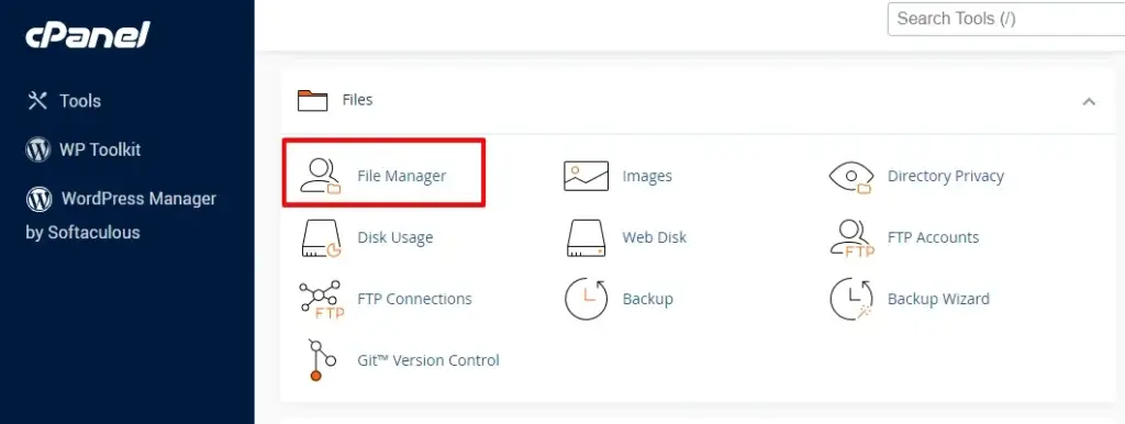 Cpanel filemanger option