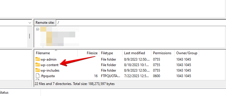 Wp Content Folder in FTP