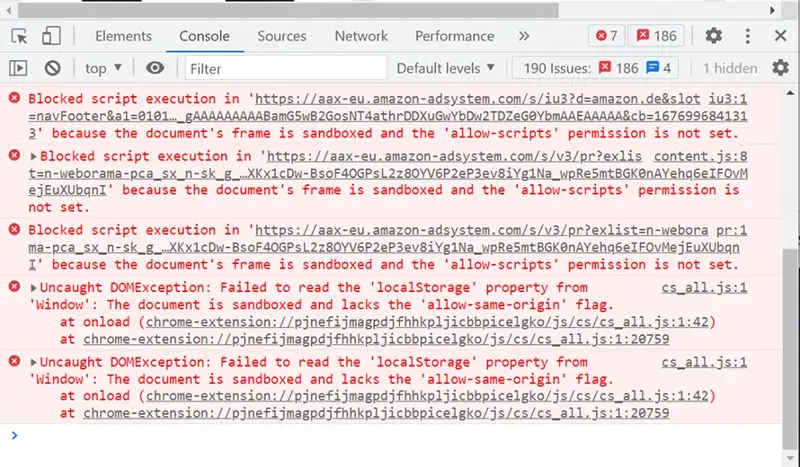 JavaScript Errors Everywhere in the Browser Console