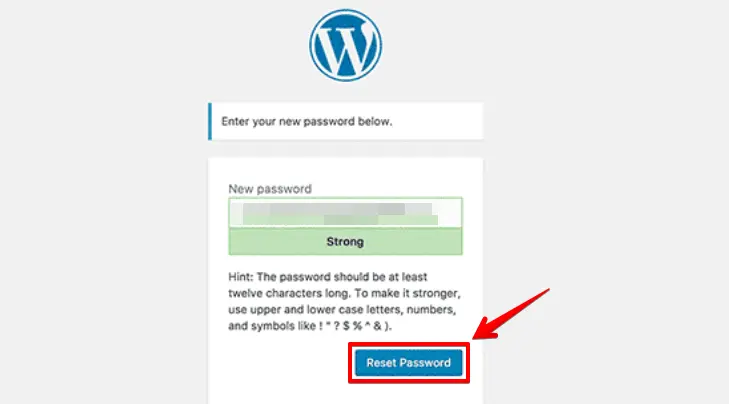 Click on Reset Password