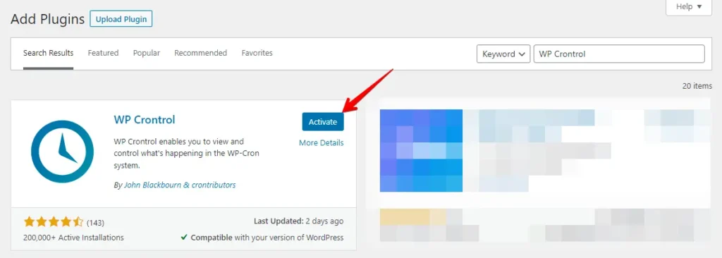 Activate WP Crontrol