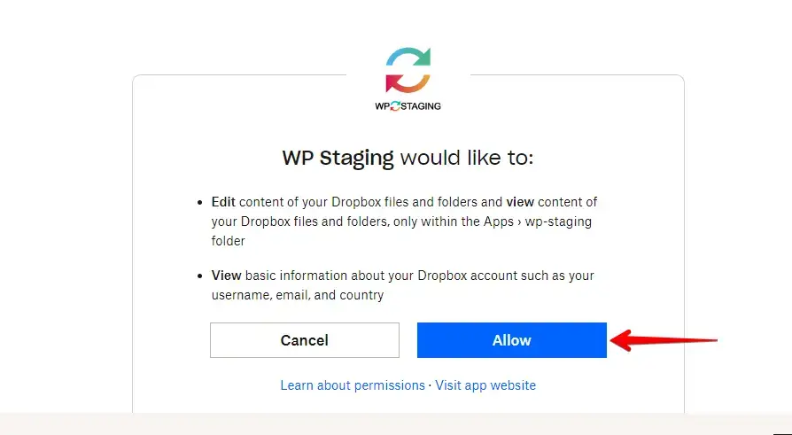 Allow Dropbox