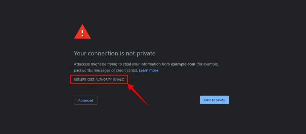 NET::ERR_CERT_INVALID Error