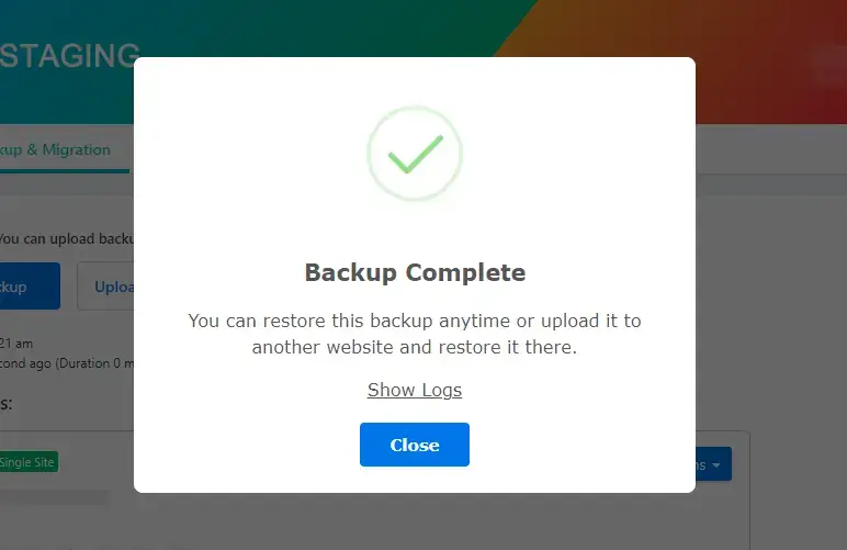 WordPress Backup Completed