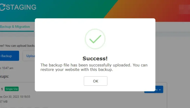 Upload Backup Completed